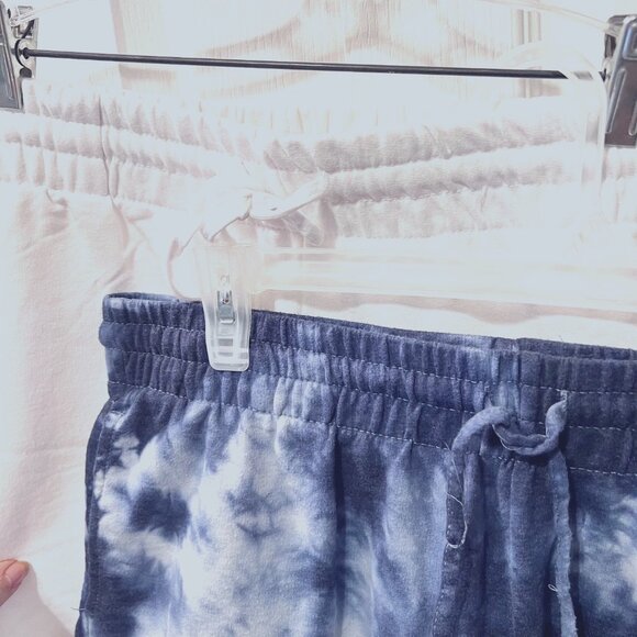 Danskin Tie Dye & White Soft Active Drawstring Shorts-Pockets-Slit Sides-Sz. LG - Picture 4 of 11